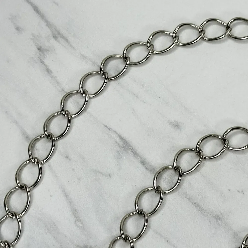 George Washington Coin Charm Silver Tone Metal Chain Link Belt One Size (OS) ✨
